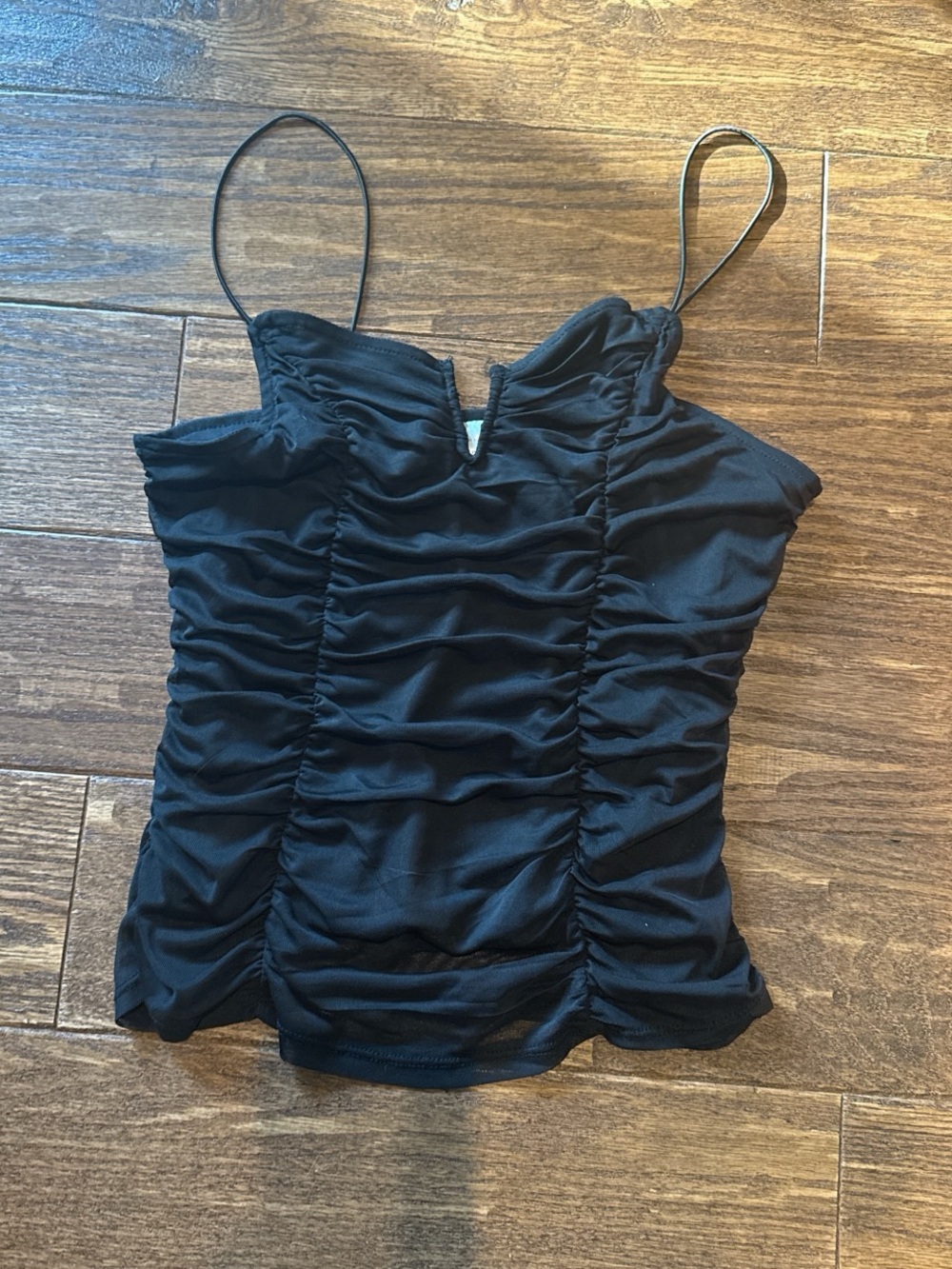 No Boundaries Black Ruched Spaghetti Strap Camisole